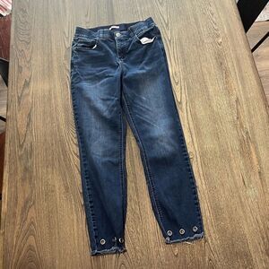 Westbound Straight Jeans Mid Rise Frayed Hem Whisker Denim Medium Wash Size 6